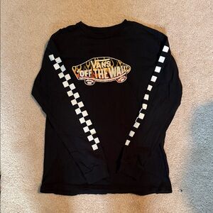 Vans Black Long Sleeve with Checkered Flames